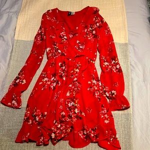 Ruffled long sleeve mini dress by H&M. Size 2.